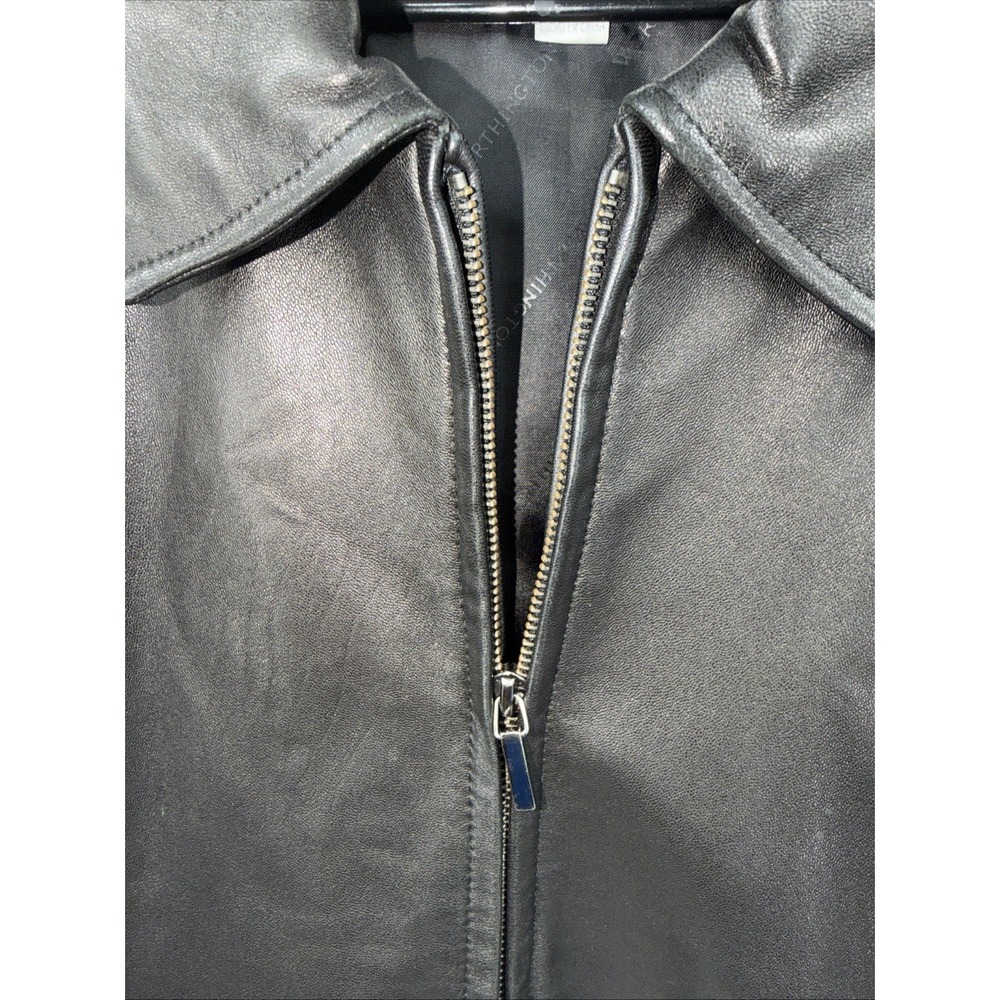Worthington Women's Black Genuine Lambskin Leather Full Zip Jacket Size Large - Picture 3 of 5